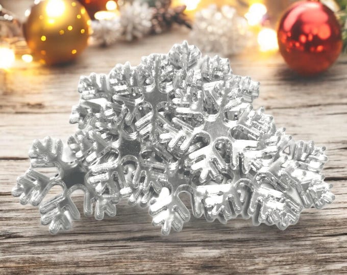 Christmas Snowflake Crafting Mirrors: Acrylic Shapes, Custom Colors (Packs of 10)