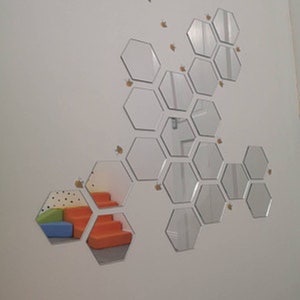 Hexagon Shaped Mirrors in Packs of Ten (Many Colours / Sizes, Personalised Engraving, 2m Holes for Jewellery or hoops for invites)