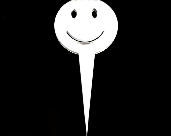 Smiley Face Cake Topper: Acrylic Cupcake Decorations
