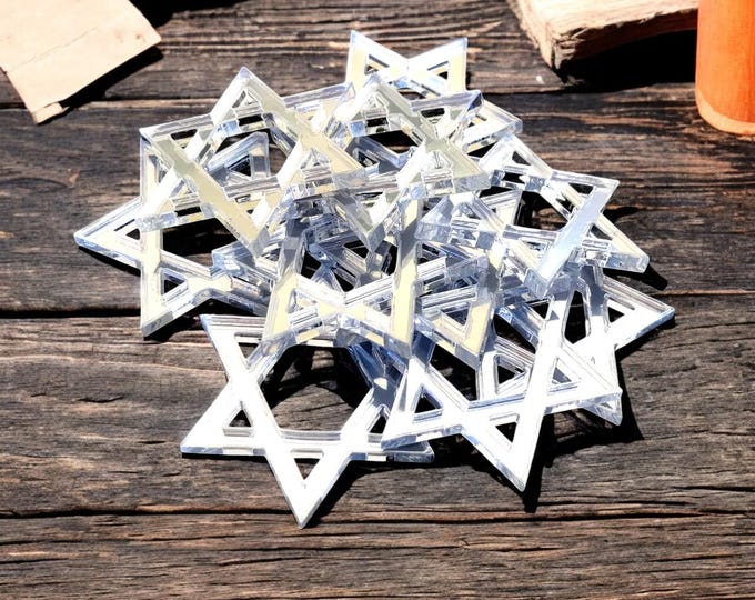 Star of David Acrylic Crafting Mirrors: Custom Colors, Sizes, Shapes (Pack of 10)