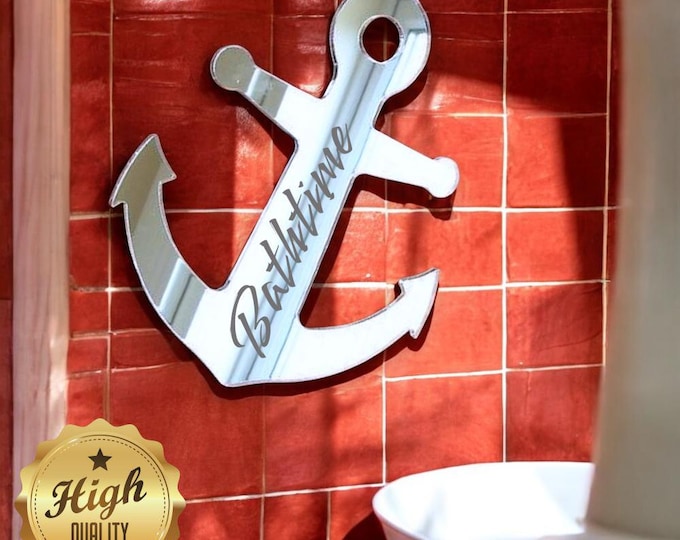Custom Anchor Acrylic Mirror: Engraved Nautical Decor