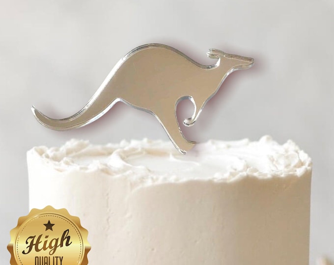 Kangaroo Cake Topper: Acrylic Australian Animal Party Decor