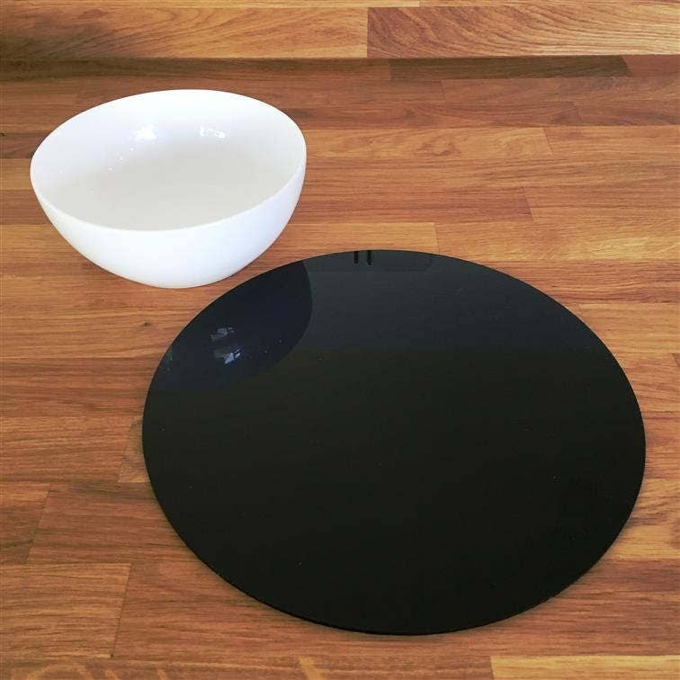 Round Placemats Or Coasters In Black Gloss Finish Acrylic 3mm In Black Gloss Finish Acrylic 3mm, Round Black Placemats And Coasters