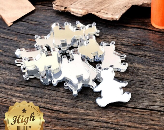 Teddy Bear Acrylic Crafting Mirrors: Custom Colors, Sizes, Shapes (Pack of 10)