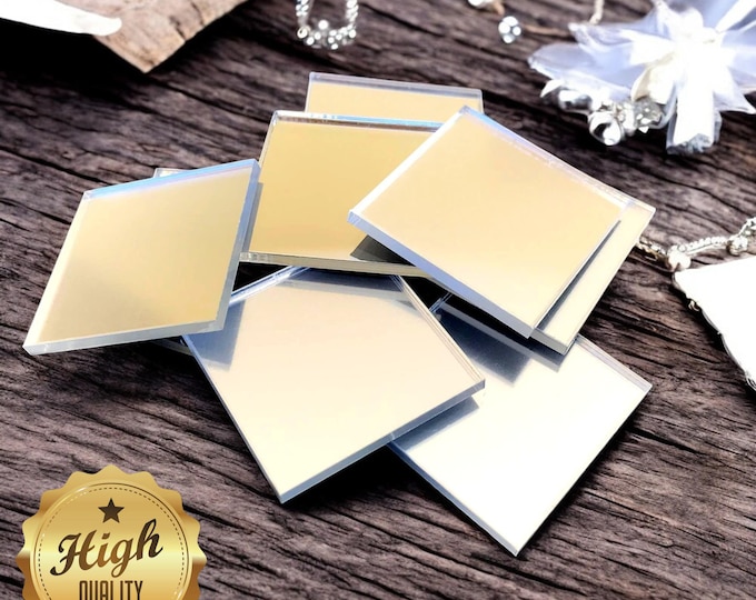 Square Acrylic Craft Mirrors: Custom Colors & Sizes, DIY Jewelry Making (Pack of 10)