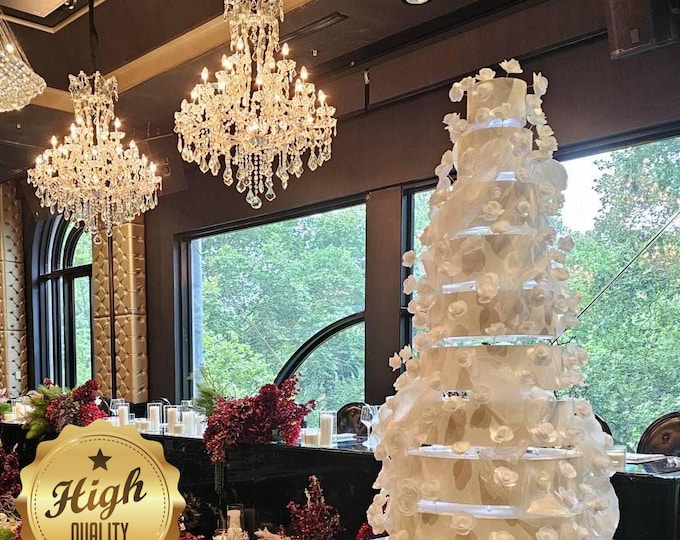 Floating Cake Stands / Floating Separators with lights, Round, Square, Heart Shaped, in Clear or Colours, Custom Sizes heights made.