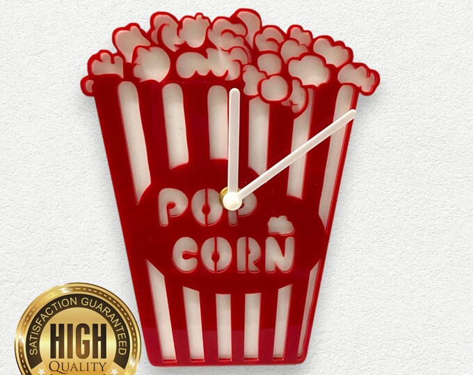 Popcorn Box Shaped Clocks - Custom Colours, Woods, Sizes Made, Your Wording