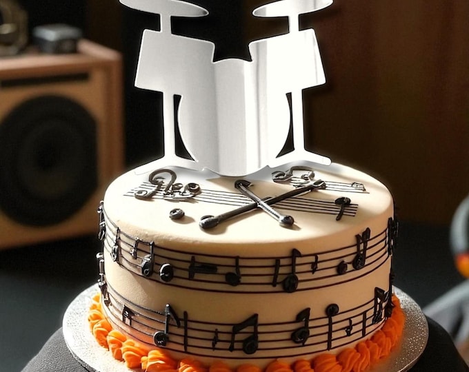 Drumkit Cake Topper: Custom Acrylic Music Theme Party Decor