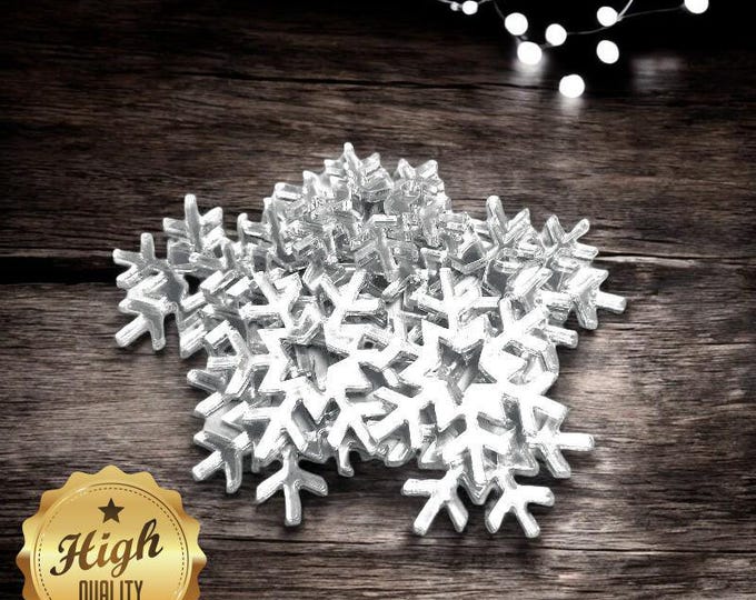 Snowflake Shaped Crafting Mirrors, Custom Colours, Woods, Sizes, Shapes, (Holes for Jewellery or hoops for invites) Packs of 10