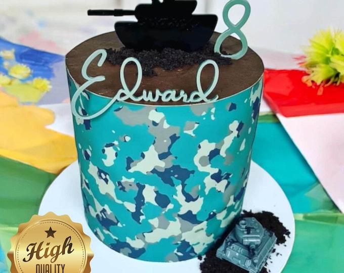 Army Tank Cake Topper: Bespoke Colors, Engraving