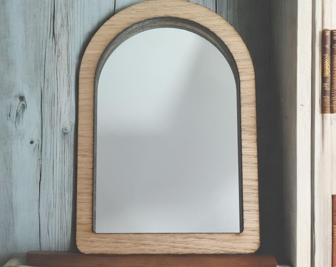 Arched Wooden Framed Mirror: Oak, Walnut, or Cherry Veneer