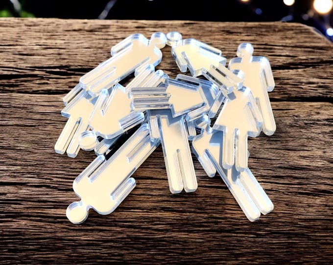 Acrylic Male/Female Figure Mirrors: Custom Colors, Woods, Sizes - Pack of 10