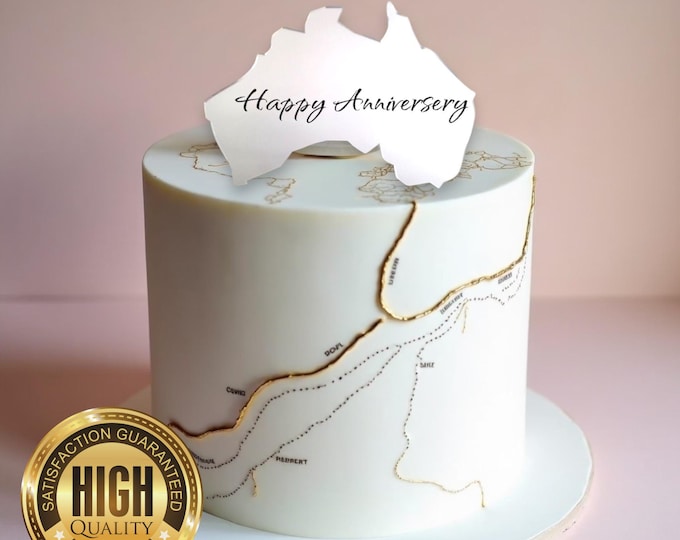 Australia Map Shaped Cake Toppers - Several Colour Options Available, Any Bespoke Style Made, Crafting Emblems