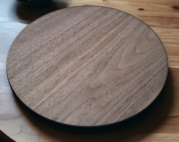 Wooden Walnut Finish Lazy Susan, Custom Engraving or Plain, 38.5cm 15", Other Wood Finishes Available