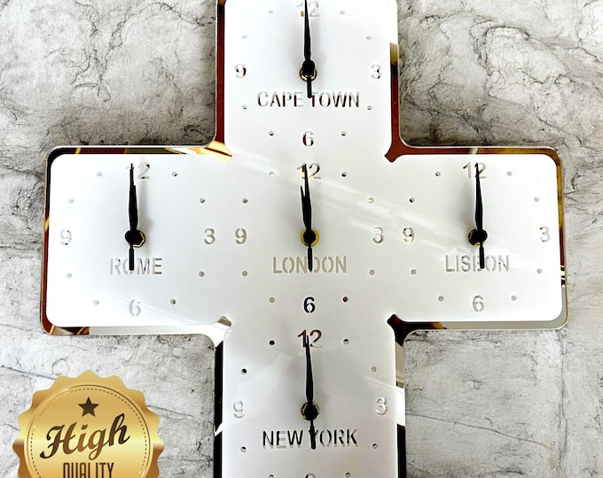 Custom Five Time Zone (Family, Friends or Place Names) Clocks