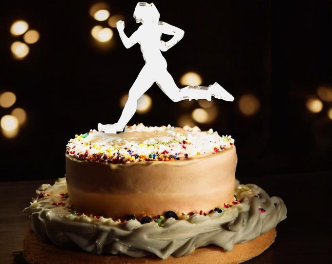 Marathon Lady Runner Cake Toppers - Custom Colours, Sizes, Engravings & Emblems