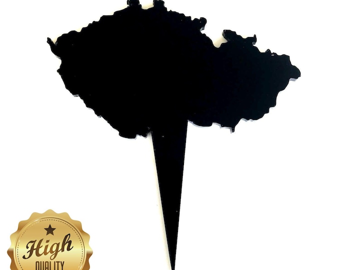 Czech Map Cake Topper: Recycled Acrylic Cupcake Toppers