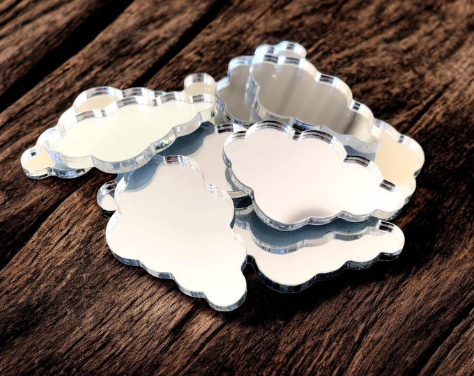 Cloud Shaped Acrylic Crafting Mirrors: Custom Colors, Sizes - Pack of 10