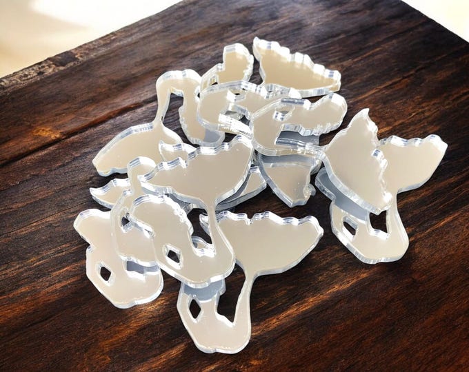 Mermaid Tail Acrylic Crafting Mirrors: Custom Colors, Jewelry Making, Pack of 10