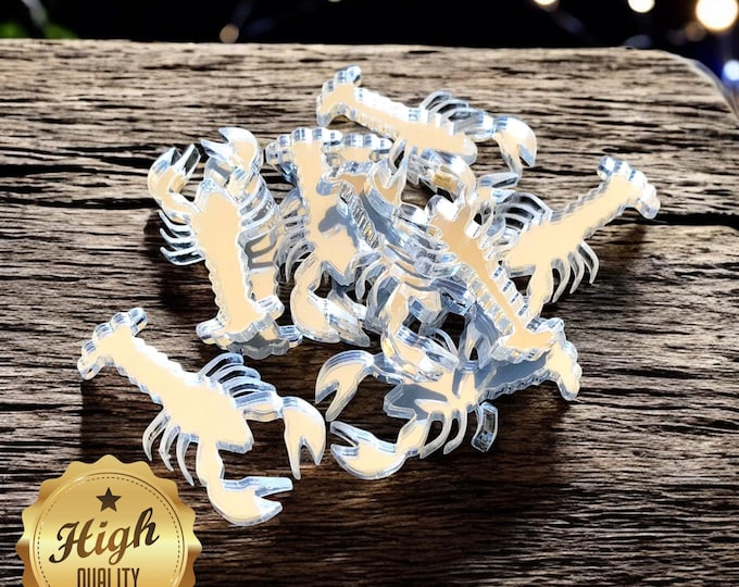 Lobster Crafting Mirrors: Acrylic Shapes for Jewelry, Invitations - Pack of 10