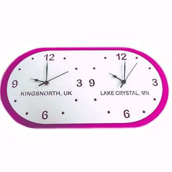 Bespoke Time Zone Clock Countries / Places 30cm X 15cm Etsy