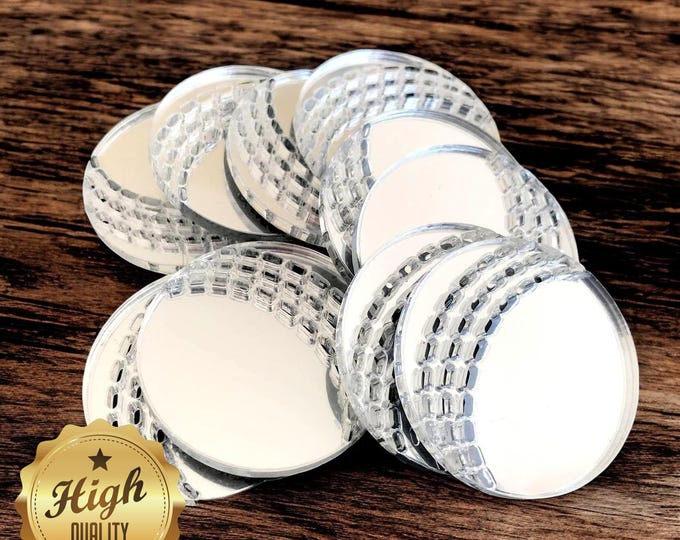 Cricket Ball Shaped Crafting Mirrors, Custom Colours, Woods, Sizes, Shapes, (Holes for Jewellery or hoops for invites) Packs of 10