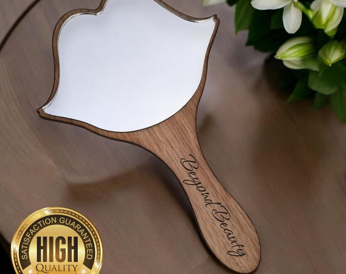 Vibrant Lips Shaped Hand Held Mirrors with Custom Engraving and Colour Handles - Vanity Safety Acrylic, Bespoke Sizes/Shapes Available