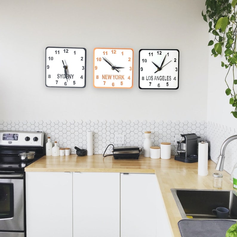 Custom Square Time Zone Clocks, Bespoke Colors, Shapes & Names - Etsy ...