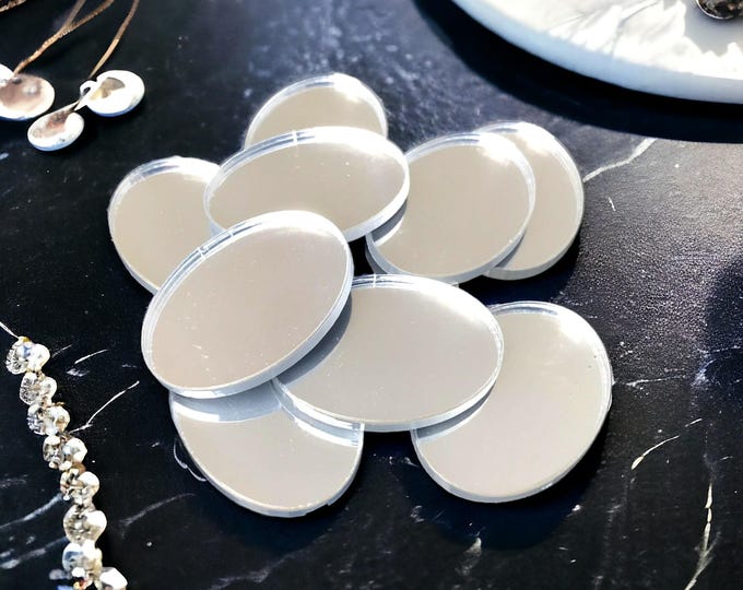 Oval Acrylic Crafting Mirrors: Custom Colors, Sizes - Pack of 10