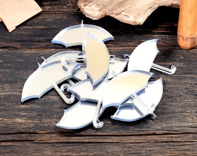 Umbrella Shaped Crafting Mirrors: Acrylic DIY Embellishments - Pack of 10