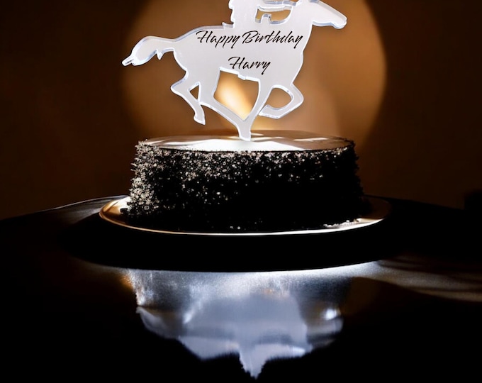 Cowboy Riding Horse Cake Topper: Acrylic Western Party Decor
