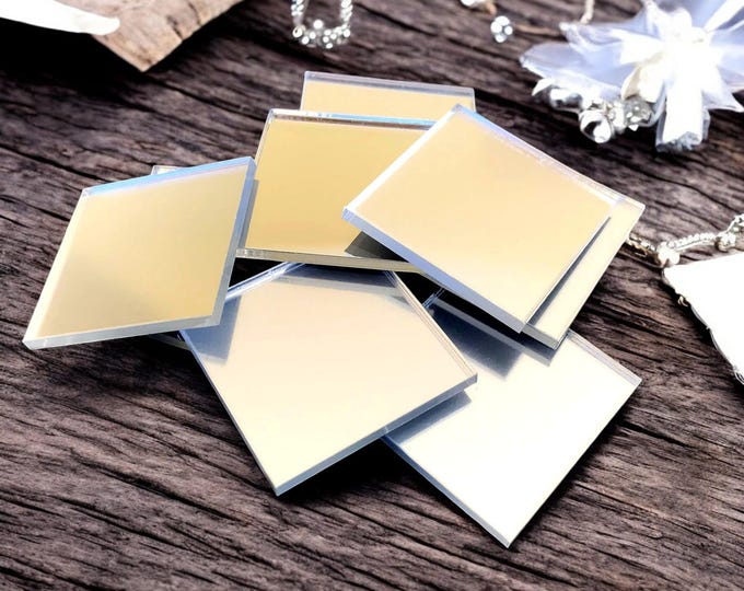 Square Acrylic Craft Mirrors: Custom Colors & Sizes, DIY Jewelry Making (Pack of 10)