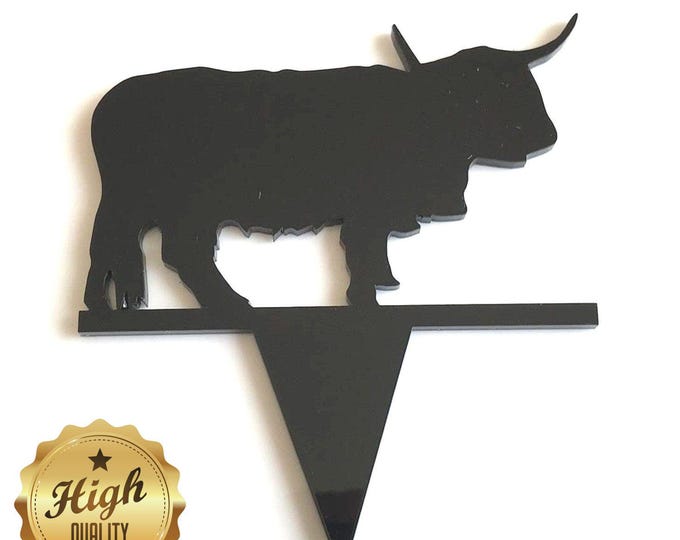 Bull Cake Topper: Custom Acrylic Farm Animal Party Decor