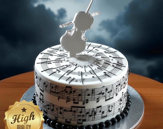 Violin Cake Topper: Acrylic Music Theme, Custom Colors