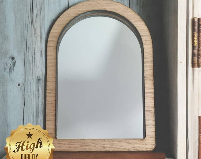 Arched Wooden Framed Mirror: Oak, Walnut, or Cherry Veneer