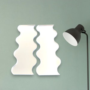 Pair of Wavy Shaped Acrylic Mirrors, Bespoke Sizes, Colours & Engraving Services