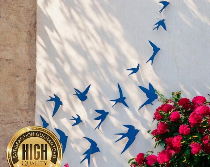 Fourteen Garden Birds Garden Wall Collage Design, Custom Sizes Shapes Colours Made