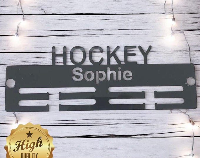 Hockey Medal Hangers, With Customised Name, Sport, Colours & Woods, Includes all Fixings, Large Sizes Made