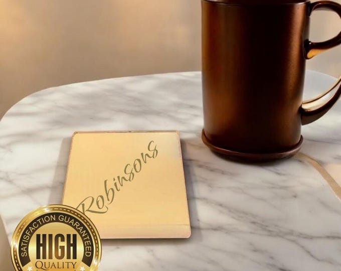 Square Shaped Coasters in Mirrored Colours, Sets of 4, 6 or 8, Custom Sizes, Shapes (Engraving Options)