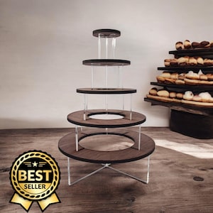 Custom Acrylic & Wood Display Stand: 5, 10, or 15 Tier