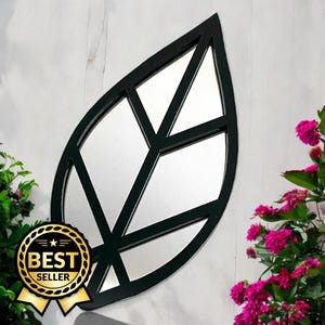 Leaf Garden Mirror: Custom Engraved Recycled Acrylic, Indoor/Outdoor