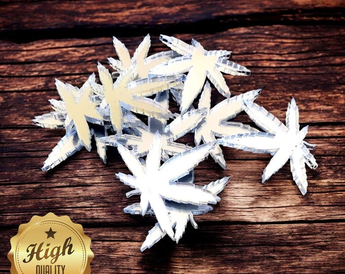 Hemp Leaf Acrylic Crafting Mirrors: Custom Colors, Sizes, Shapes (Pack of 10)
