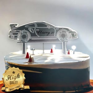 Any Style Sports Car Shaped Cake Toppers / Emblems - Custom Colours, Sizes, Shapes & Engraving Services