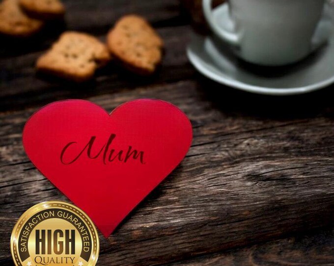 Heart Shaped Coasters in Mirrored Colours, Sets of 4, 6 or 8, Custom Sizes, Shapes, Engraving Services