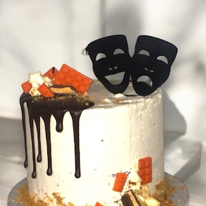 Theatre Masks Comedy Tragedy Shaped Cake Toppers & Cup Cake Toppers - Several Colour Options Available, Any Bespoke Style Made
