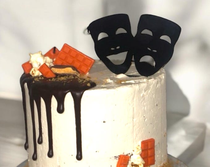 Comedy Tragedy Masks Cake Toppers: Bespoke Style, Recycled Acrylic