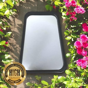 Rectangular Style Design Black Framed Garden Mirrors, Large Sizes, Engraving Services (Indoor & Outdoor Use)