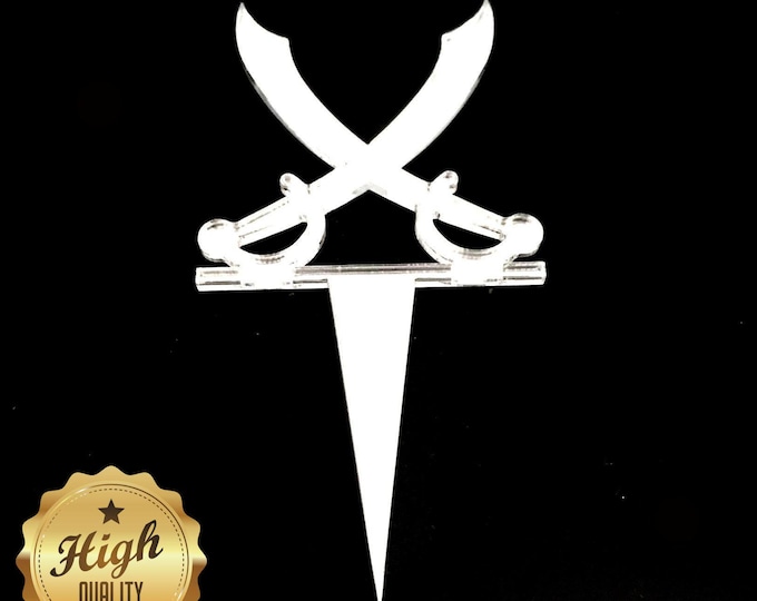Pirate Sword Cake Topper - Recycled Acrylic, Bespoke Colors