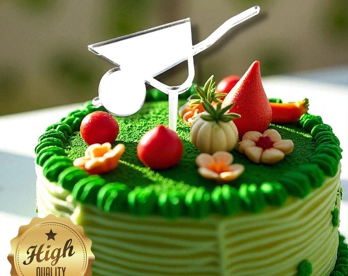 Wheelbarrow Acrylic Cake Toppers: Custom Colors & Sizes