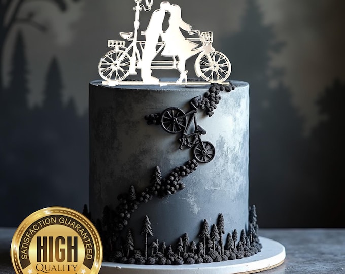 Bicycle Made for Two Engagement or Wedding Shaped Cake Toppers - Custom Colours